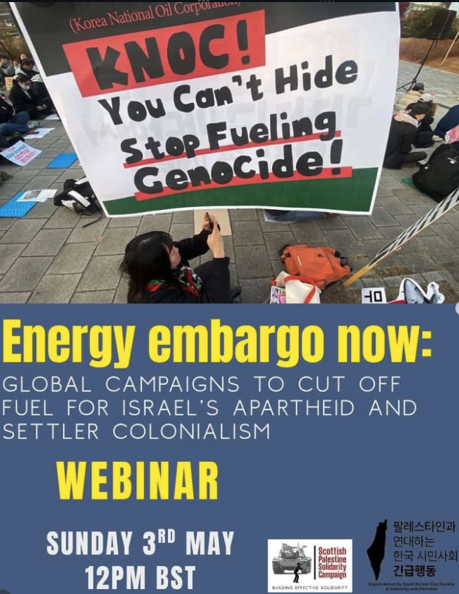 Energy embargo now: Global campaigns to cut off fuel for Israel’s apartheid and settler colonialism